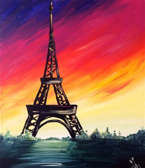 easy eiffel tower acrylic painting.